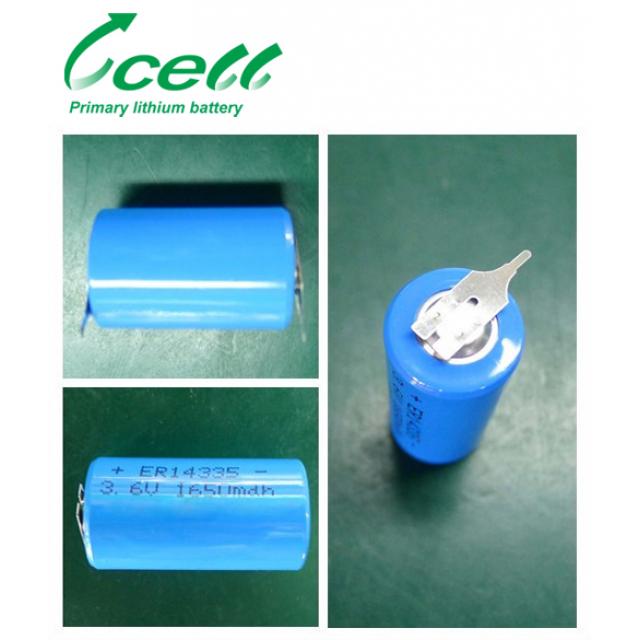 ER14335 3.6V Li-SOCl2 Battery 2/3AA 1650mAh For water meter/electricity meter/ gas meter